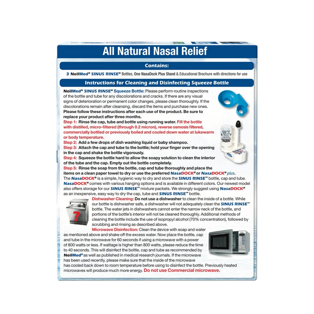 NeilMed Sinus Rinse Nasal Irrigation Bottles 3ct with NeilMed NasaDock Plus Drying Stand - Image 4